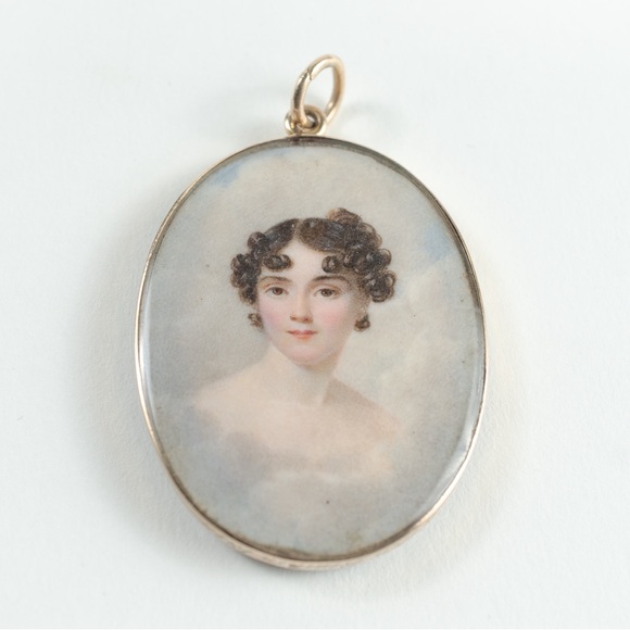 unknown Jewelry - Antique Georgian miniature painting pendent in gold
